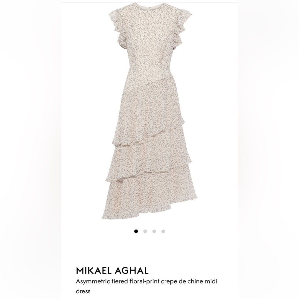 Mikael Aghal Asymmetrical Floral Cream Skirt